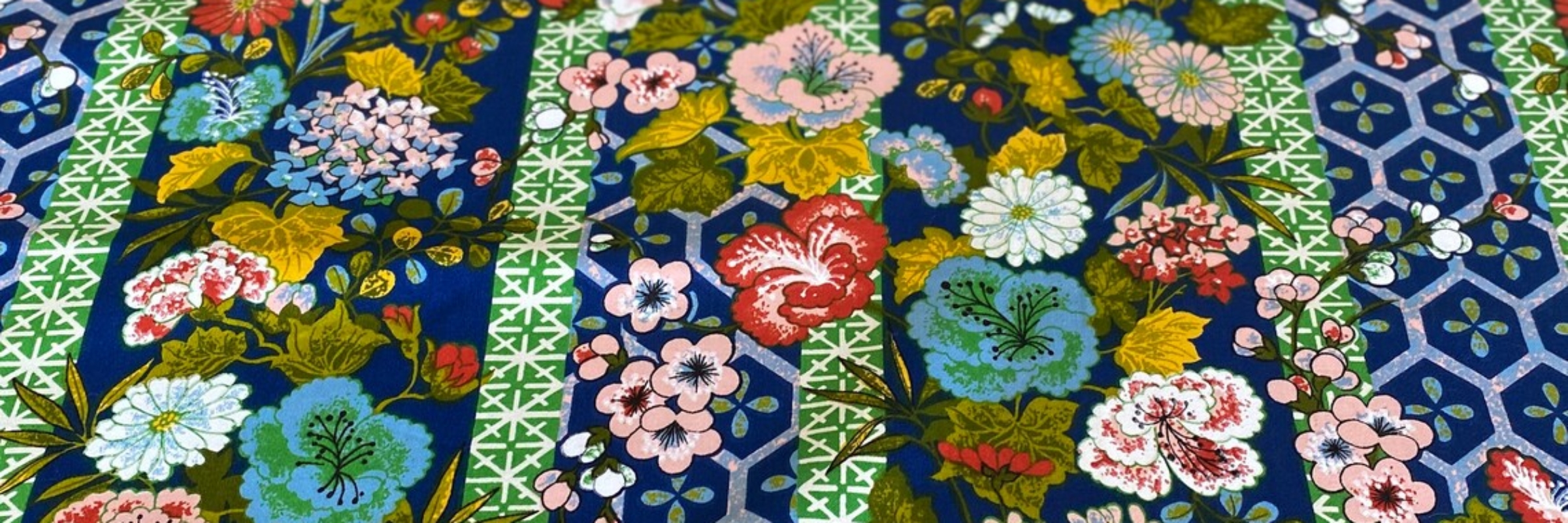 Vintage 1970s Cohama Fabrics Agra Floral Chinoiserie Fabric